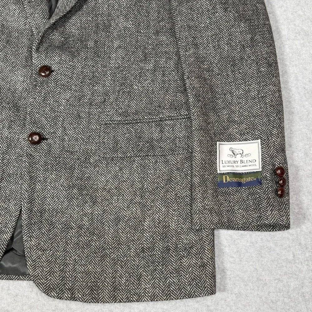 New VTG Deansgate Herringbone Tweed Sport Coat Jacket Men's 42L Wool Lambswool